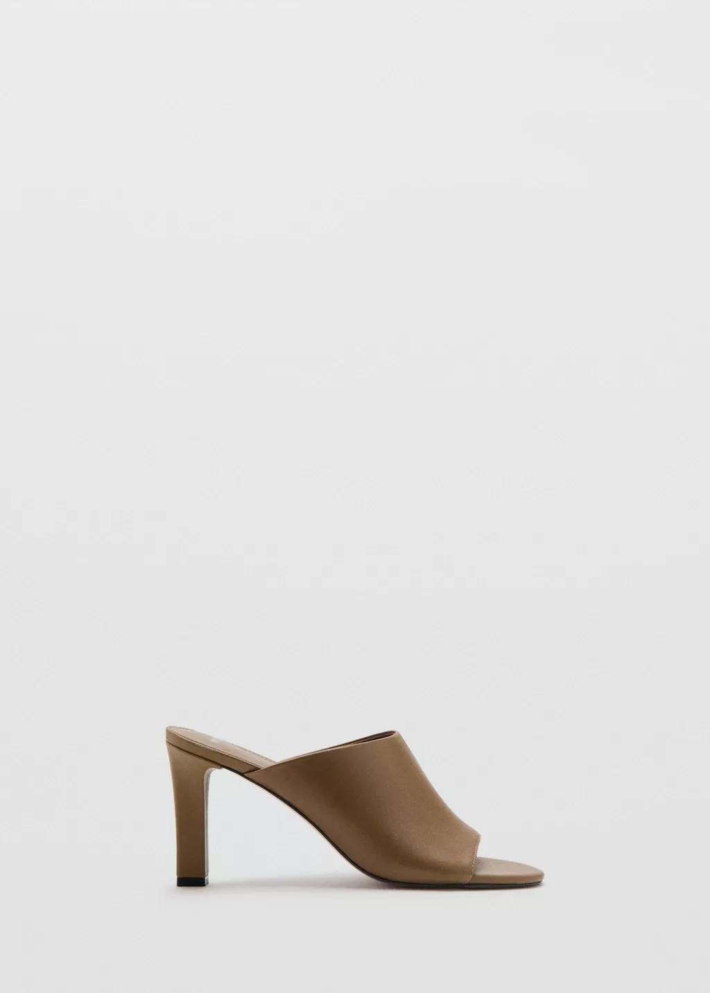 Khaki Heel leather sandals, Beige - Khaki, large image number 3