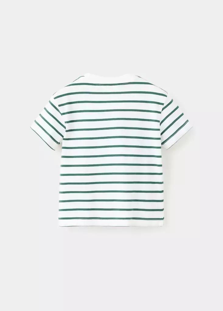 White Cotton Striped T-Shirt, Baby Boys, Natural White, medium