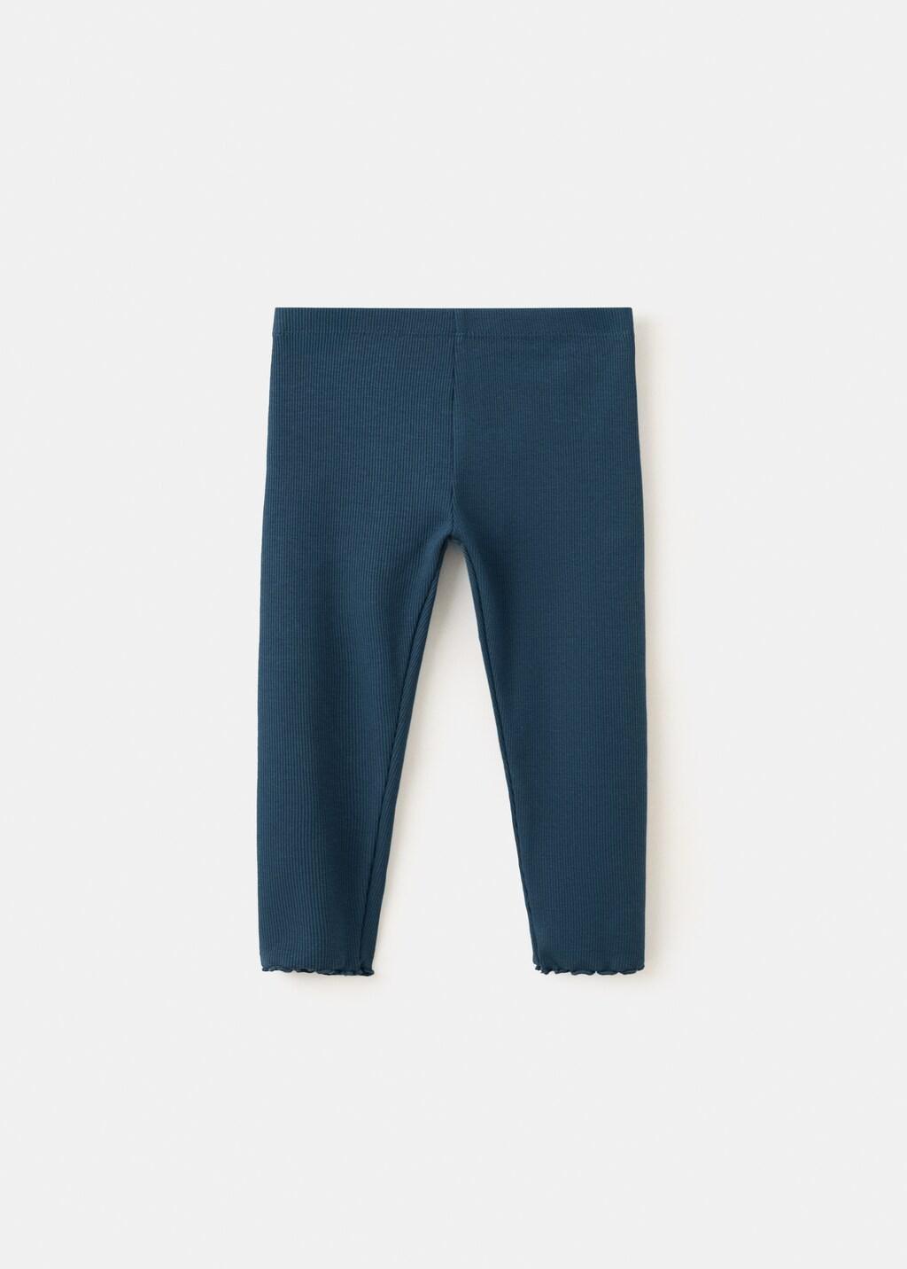 BLUE Cotton ribbed leggings, Kids Girls, Navy, large image number 0