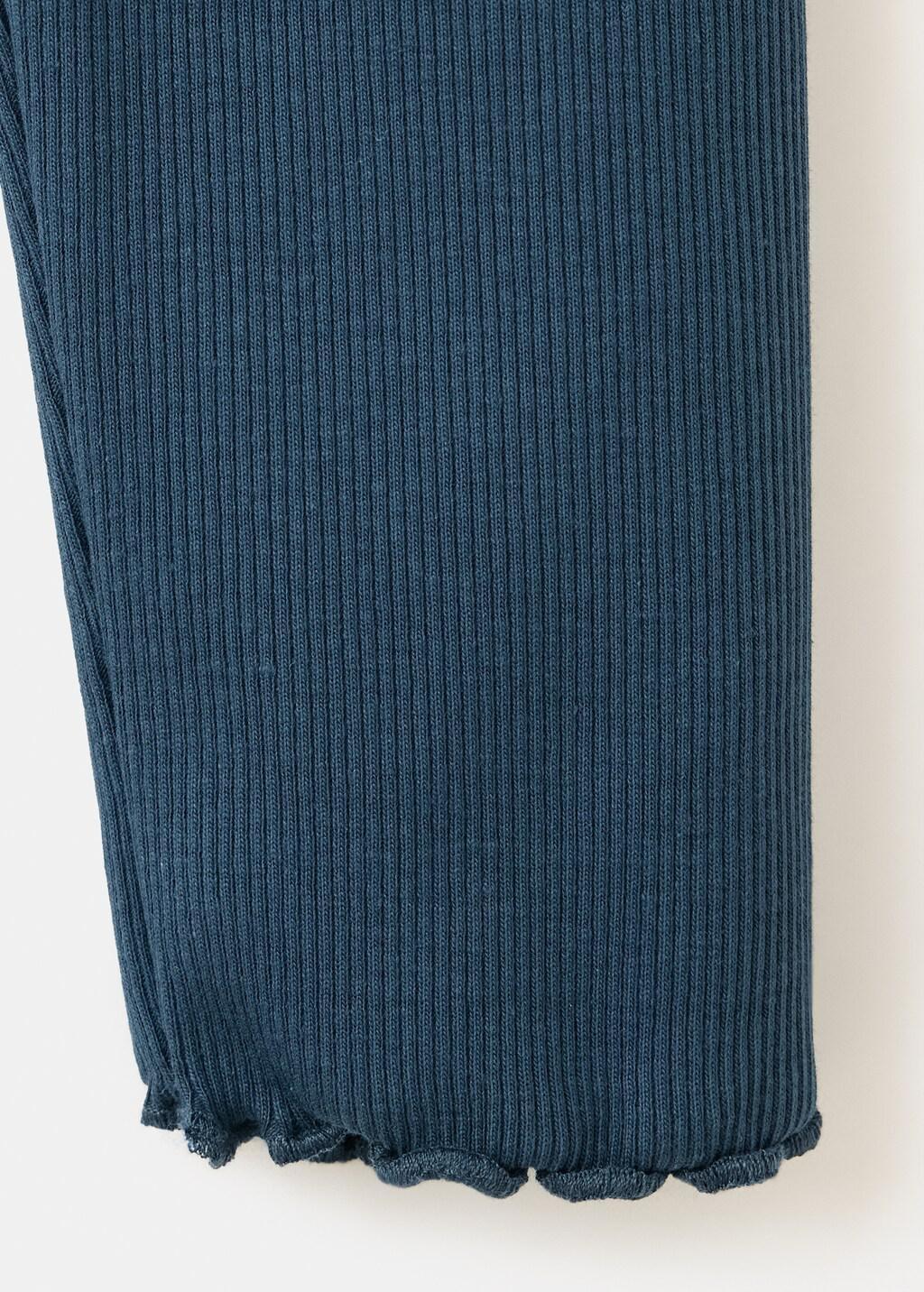 BLUE Cotton ribbed leggings, Kids Girls, Navy, large image number 1