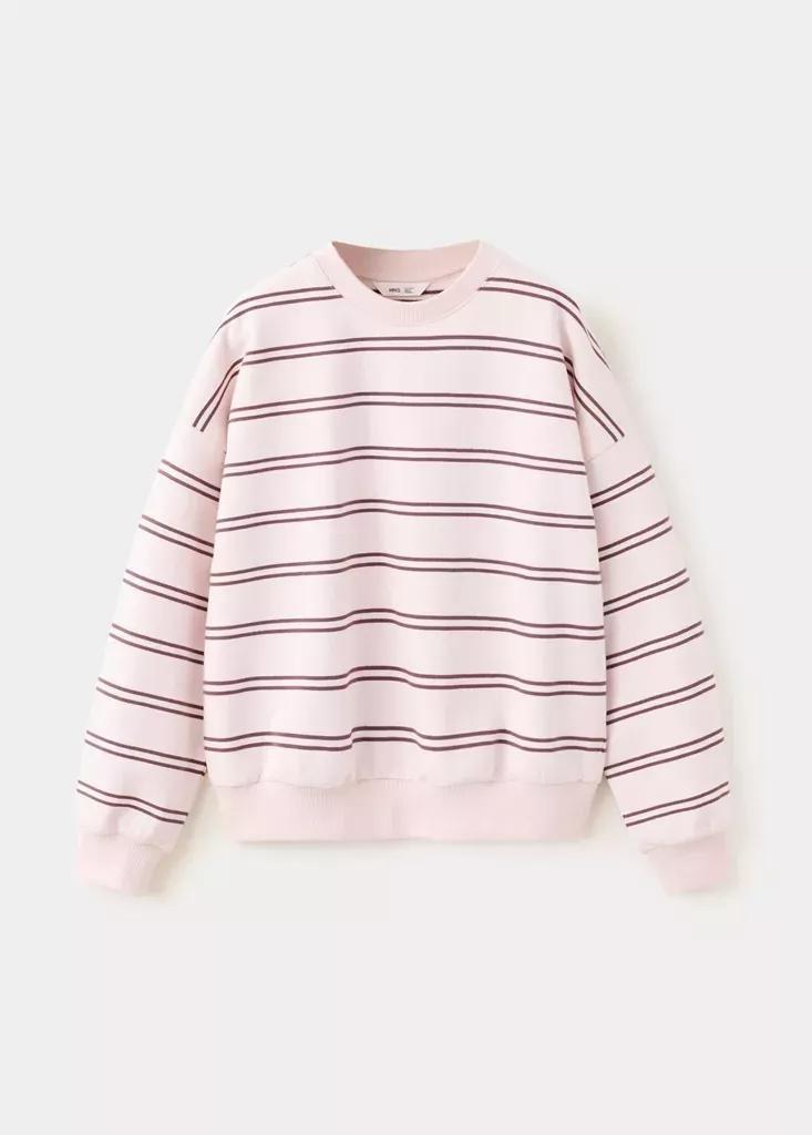 Pink Striped Cotton-Blend Sweatshirt, , large image number 0