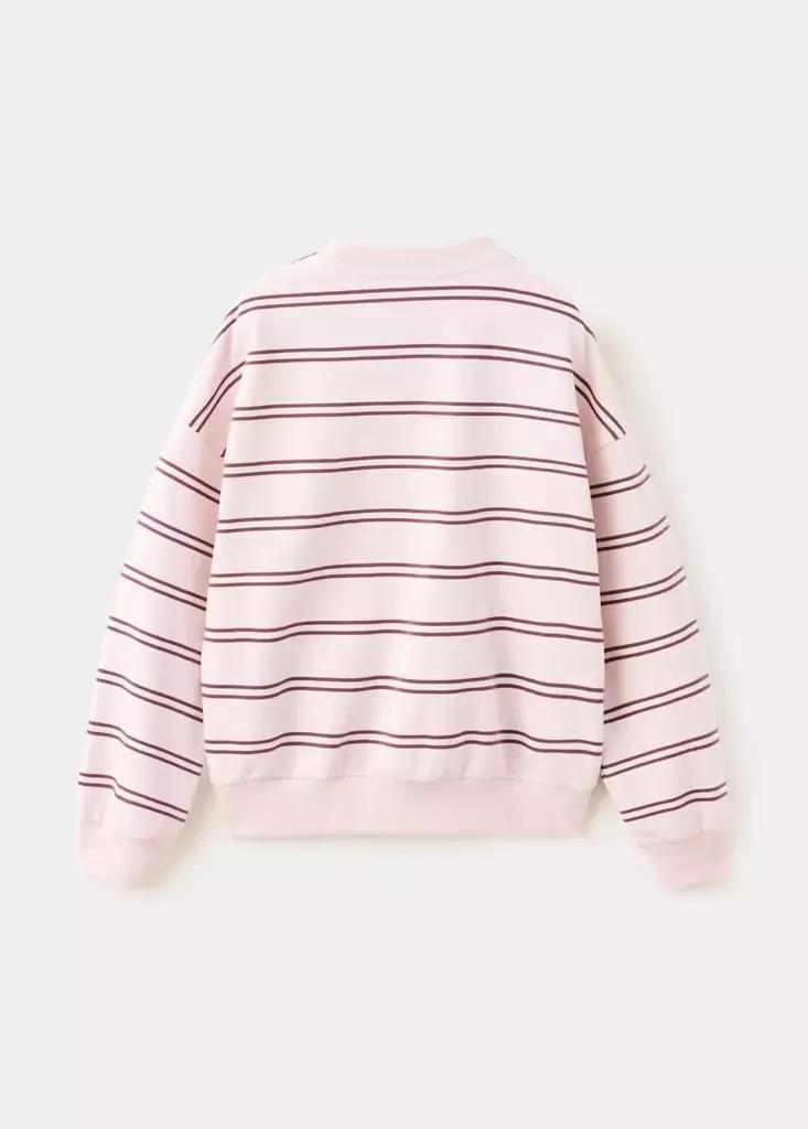 Pink Striped Cotton-Blend Sweatshirt, , medium