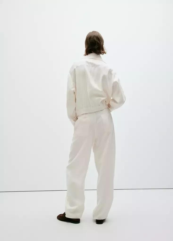 White Belt Straight-Fit Trousers, White, medium