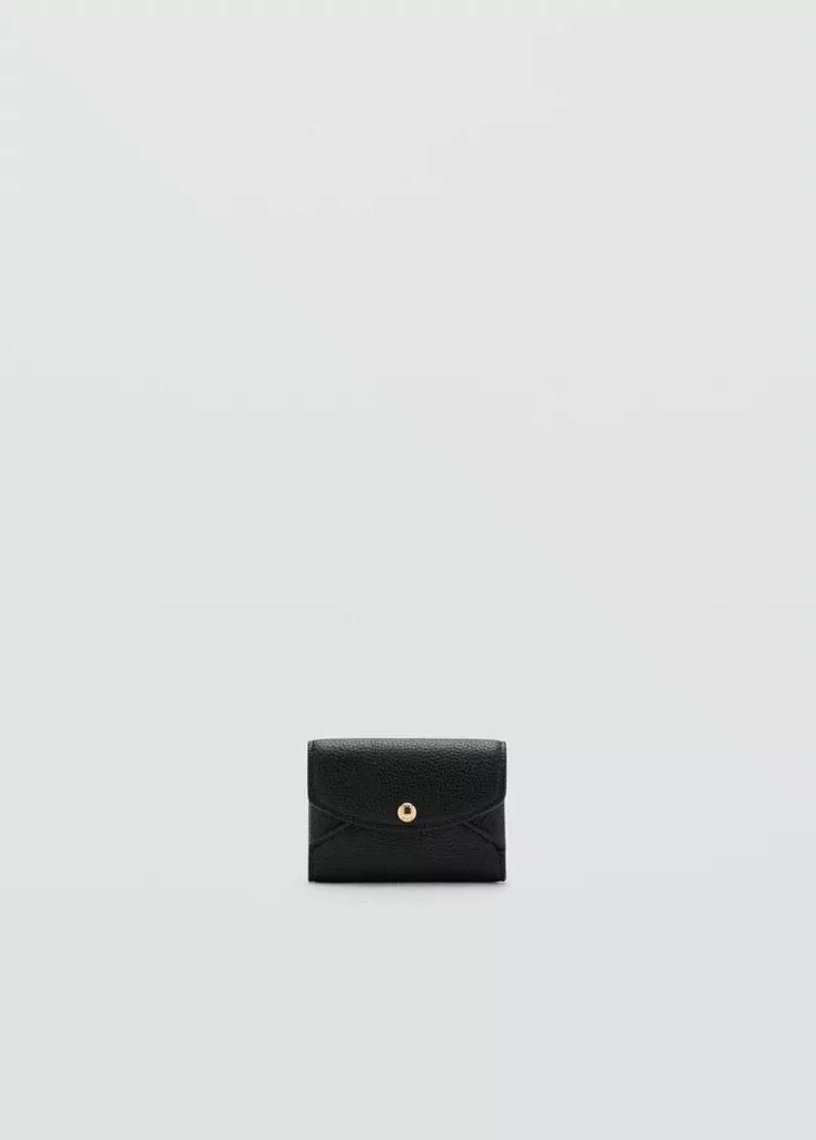Black Small Flap Wallet, Black, medium