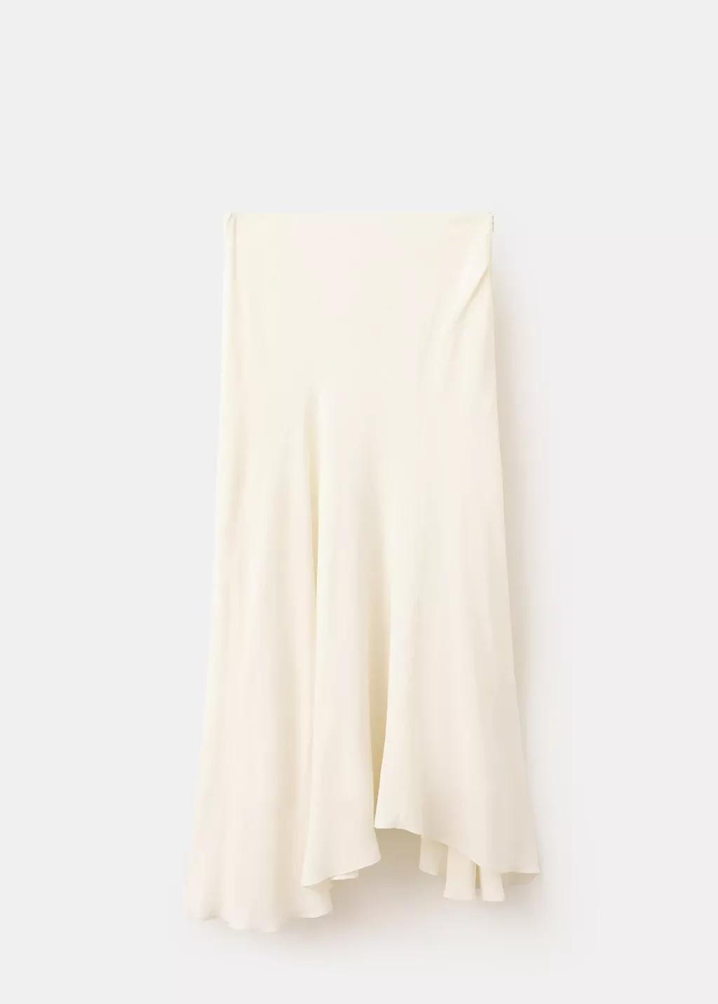 White Asymmetric Midi Skirt, Natural White, large image number 0