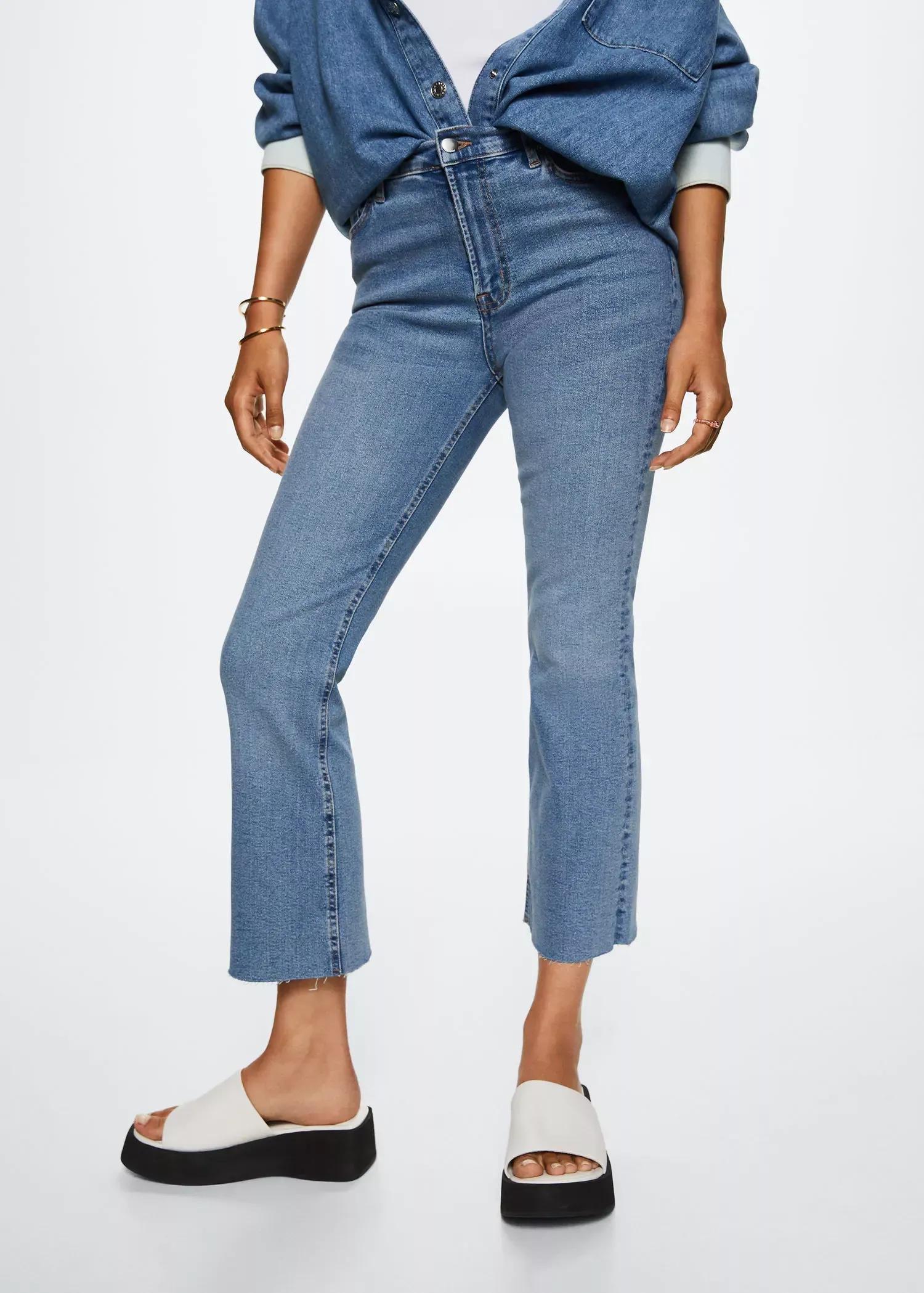 open blue High-waist bootcut jeans, , large image number 0