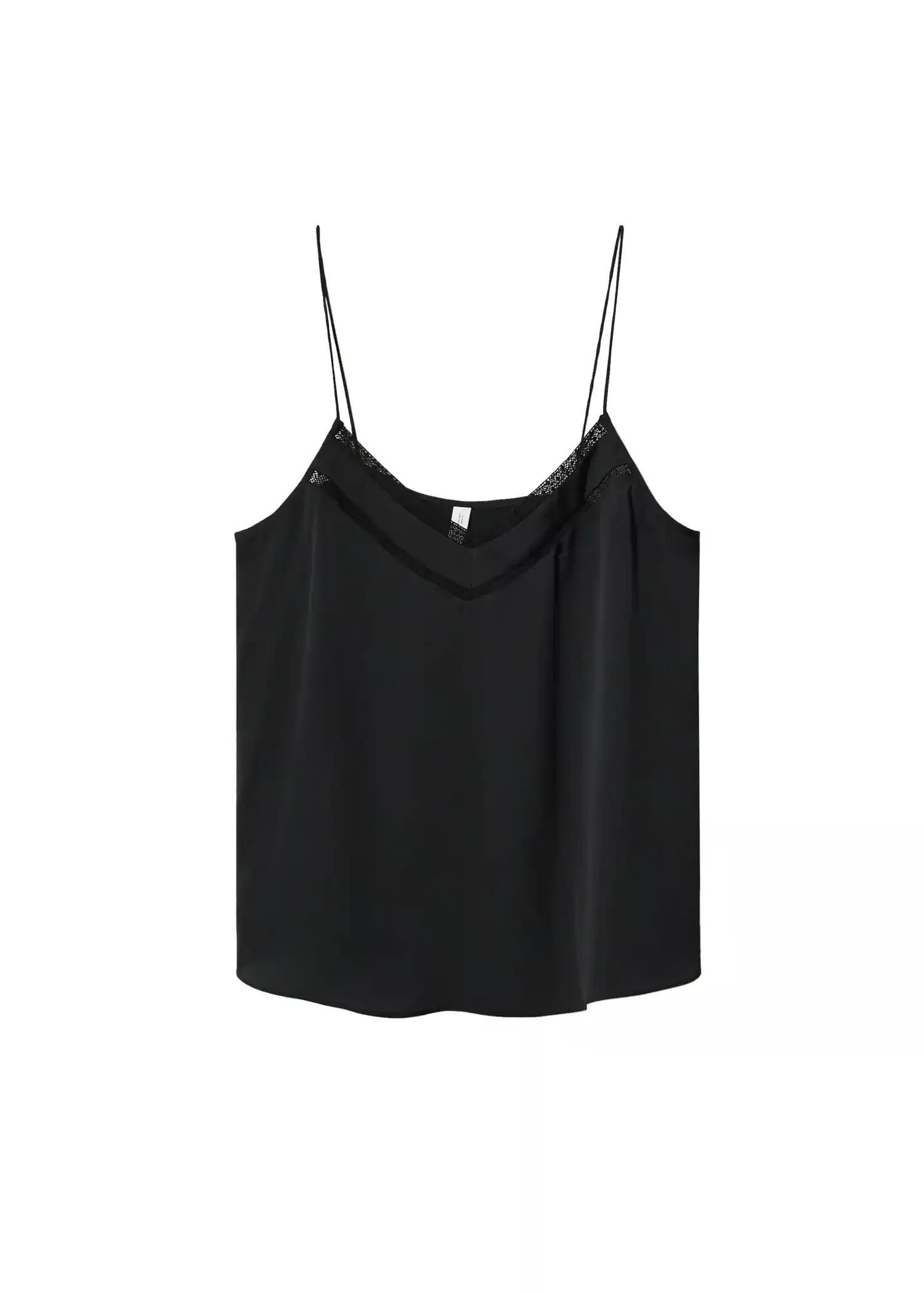 Black Satin Lace Top, , large image number 5