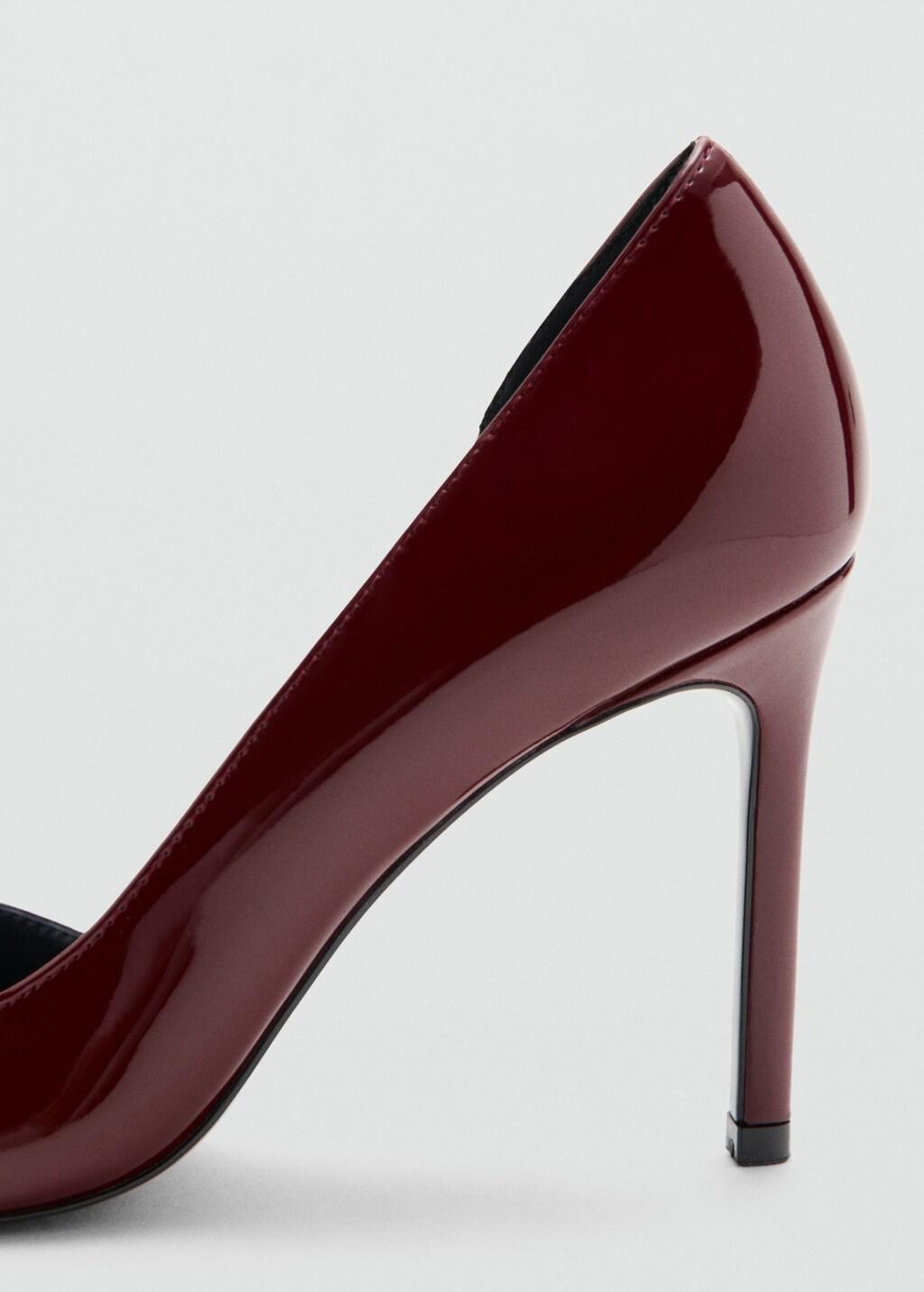 Red Asymmetrical Patent Leather Court Shoes, Dark Red, medium
