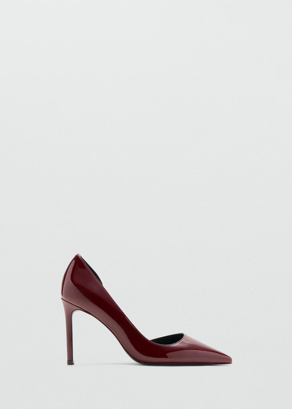 Red Asymmetrical Patent Leather Court Shoes, Dark Red, large image number 3
