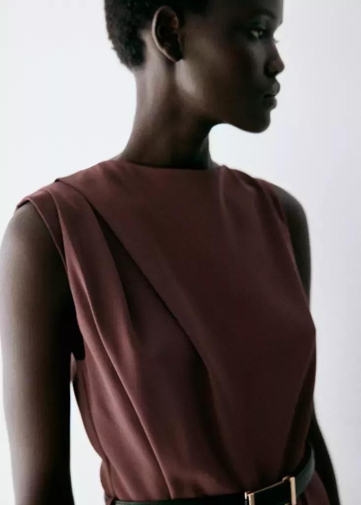 Brown Straight-Fit Jumpsuit With Belt, Brown, large image number 3