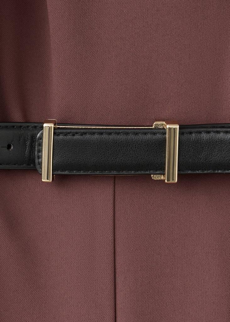 Brown Straight-Fit Jumpsuit With Belt, Brown, large image number 5