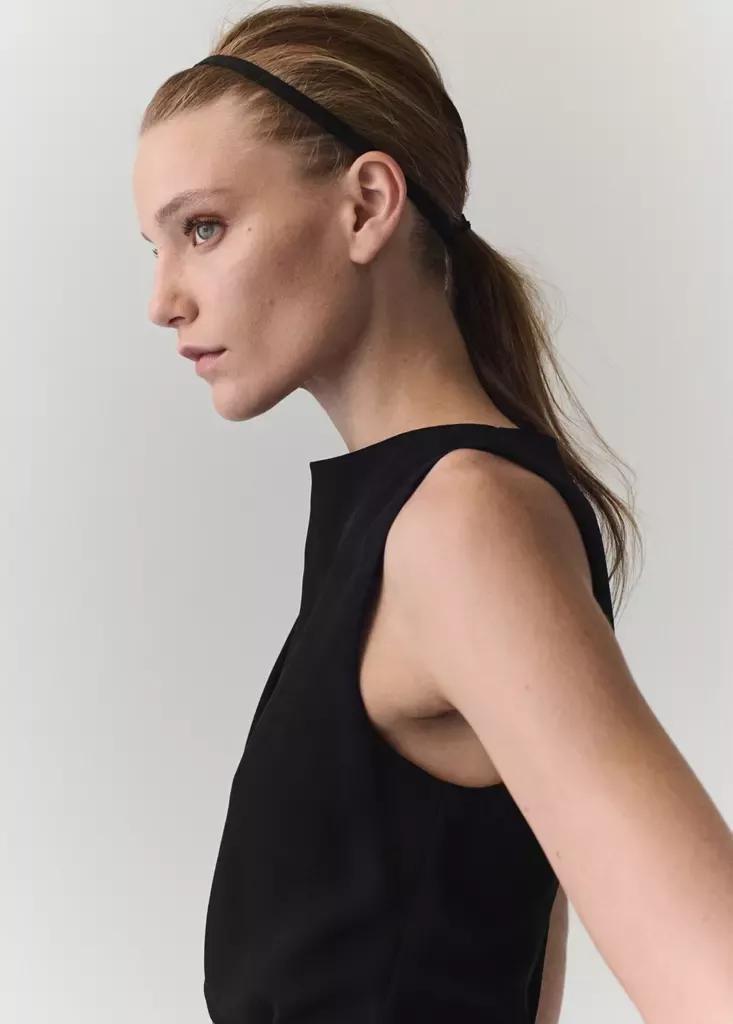 Black Straight-Fit Jumpsuit With Belt, Black, large image number 2
