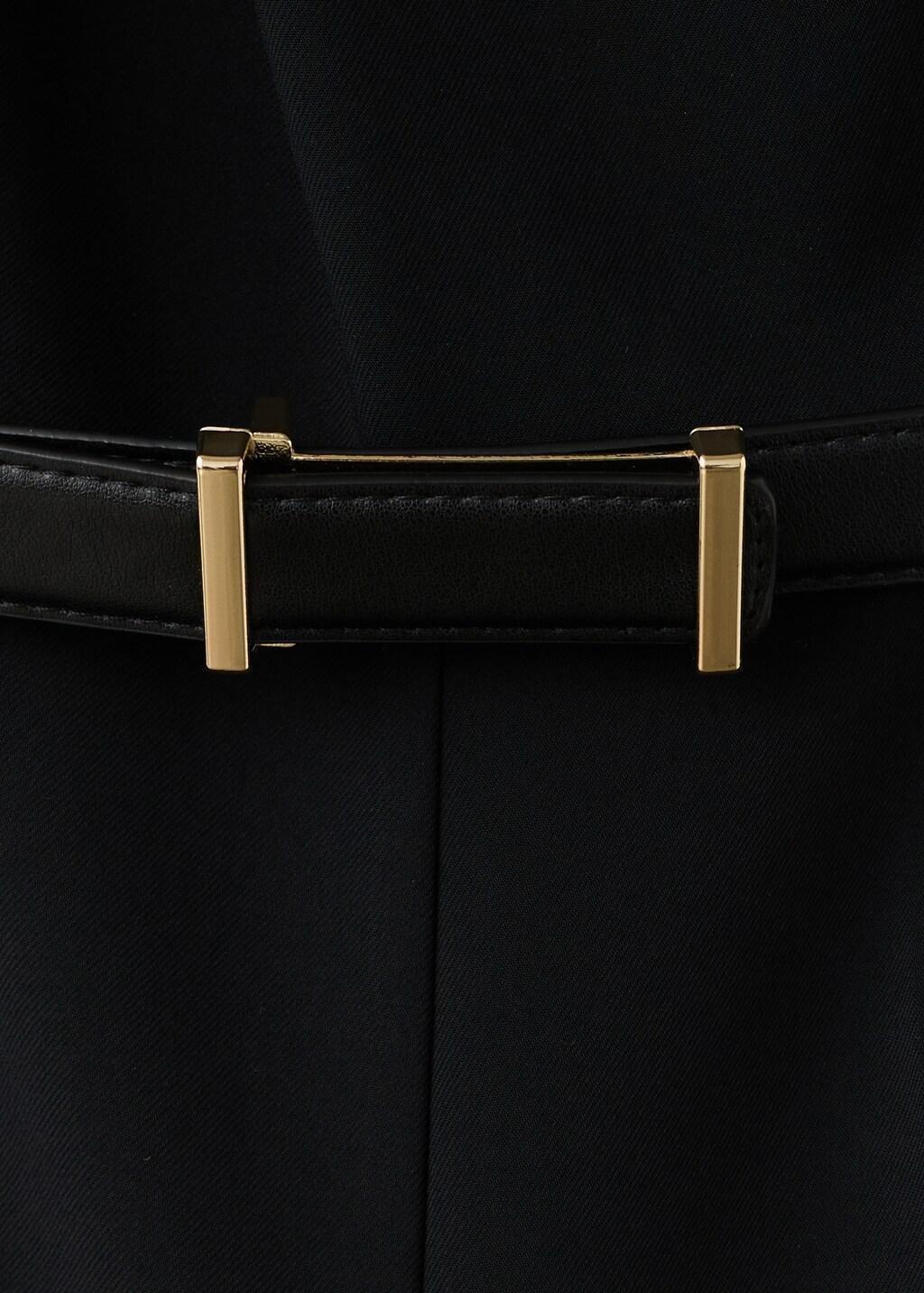Black Straight-Fit Jumpsuit With Belt, Black, large image number 3