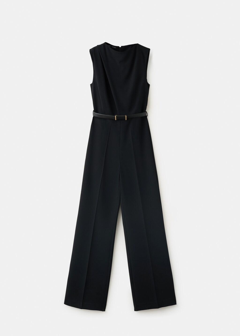Black Straight-Fit Jumpsuit With Belt, Black, large image number 5