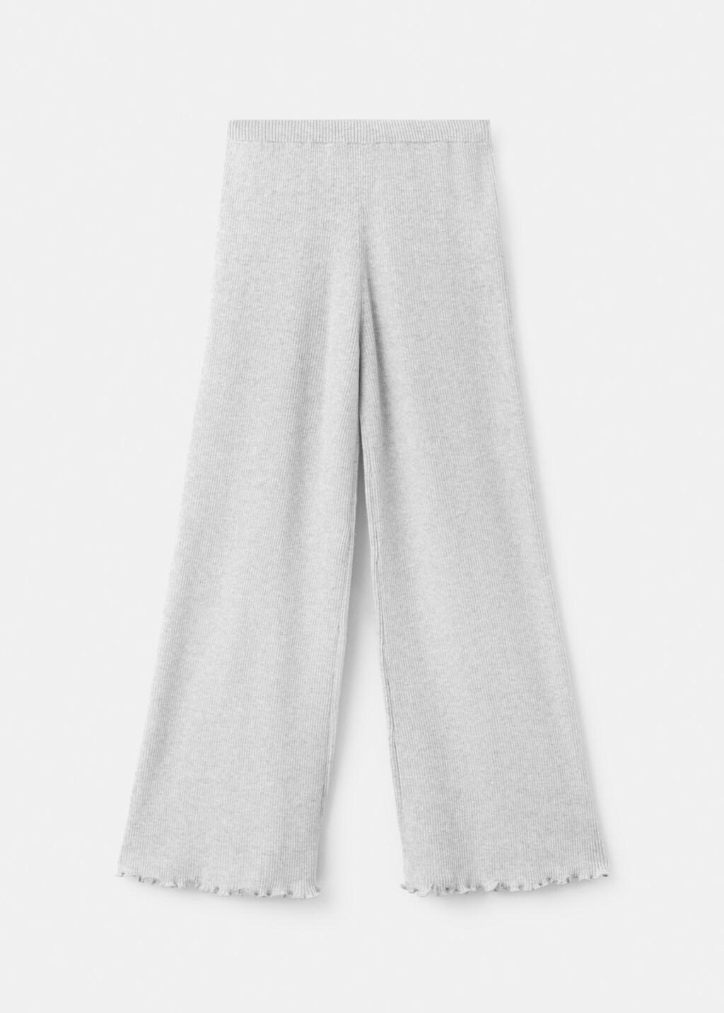 GREY Ribbed straight-leg trousers, Kids Girls, Light Pastel Grey, large image number 0