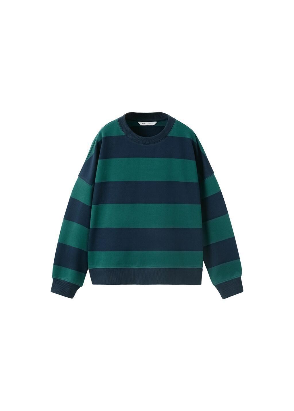 Green Boxy Fit Striped Sweatshirt, Kids Boy, Green, large image number 4