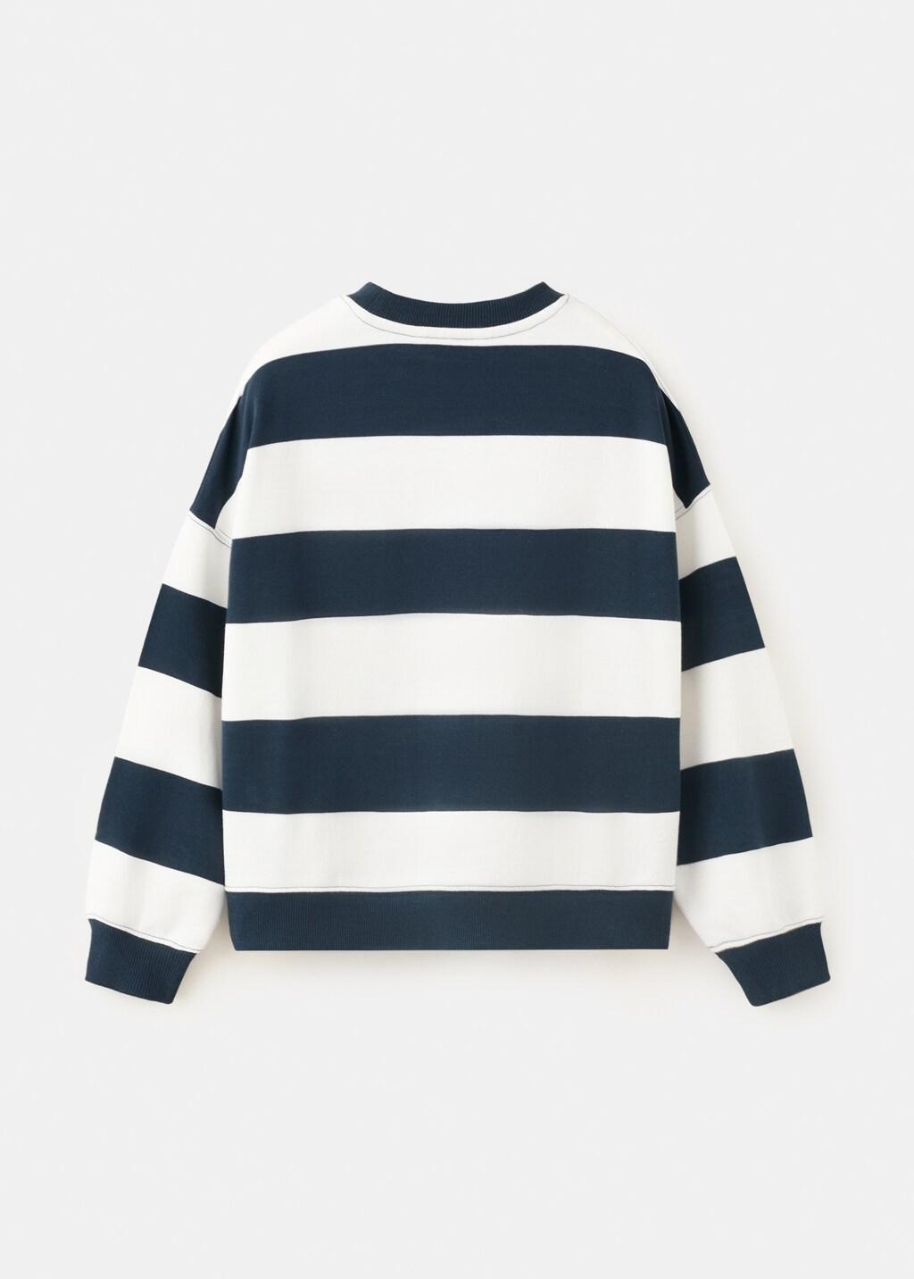 Blue Boxy Fit Striped Sweatshirt, Kids Boy, Navy, large image number 1