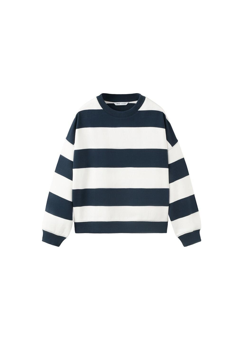 Blue Boxy Fit Striped Sweatshirt, Kids Boy, Navy, large image number 4