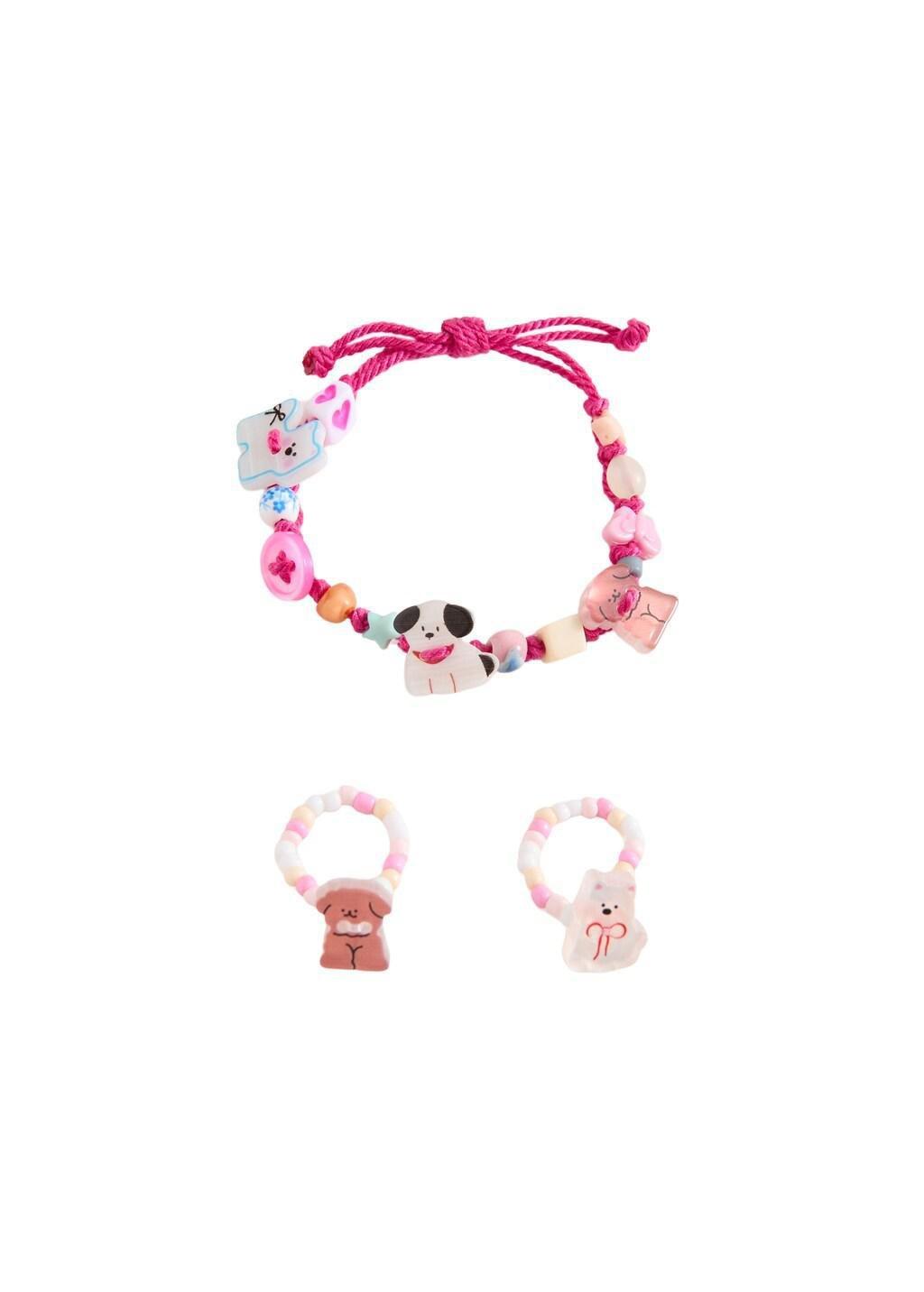 Red Bracelet Rings, Set Of 3, Kids Girl, Medium Red, large image number 1