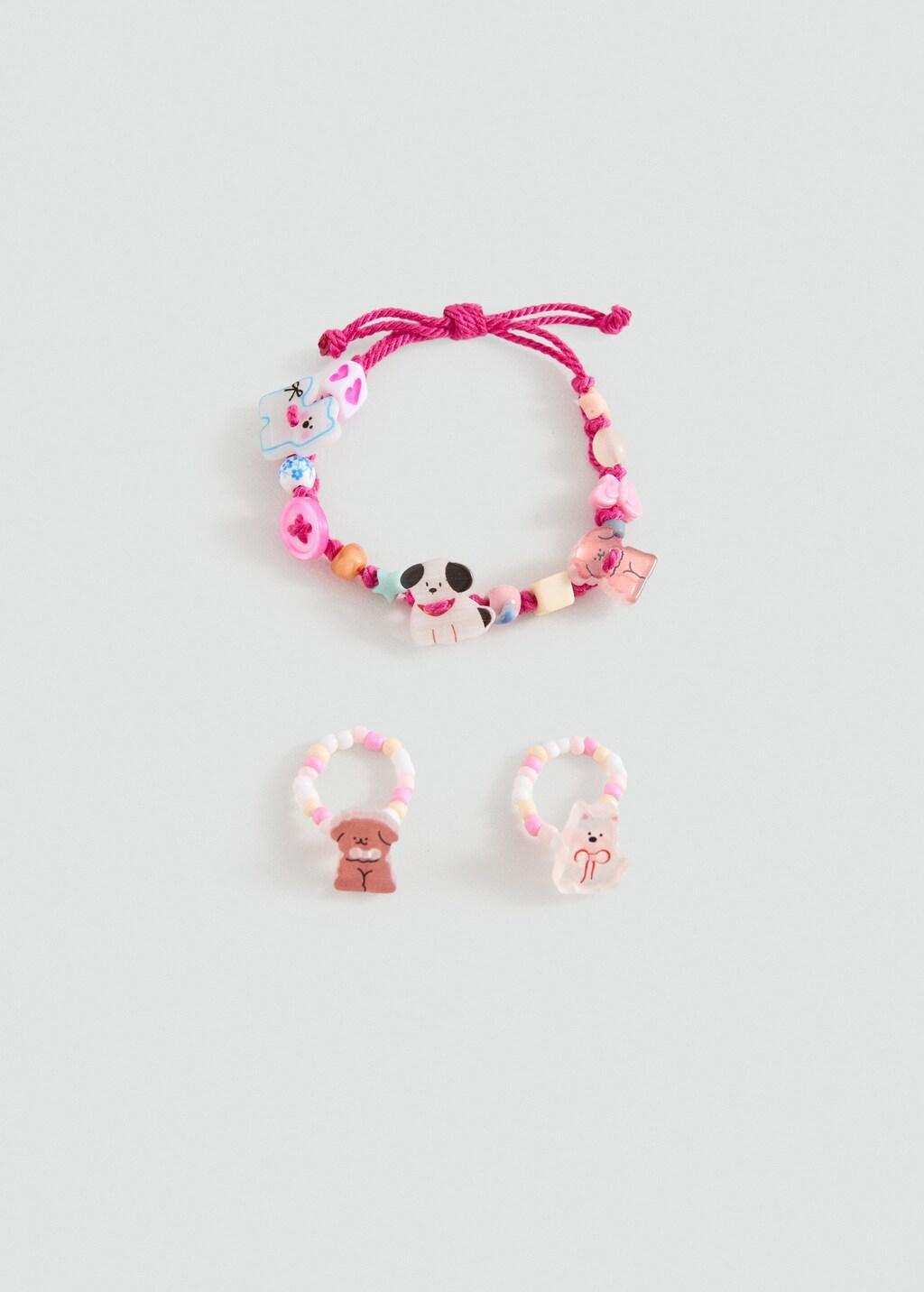 Red Bracelet Rings, Set Of 3, Kids Girl, Medium Red, large image number 2