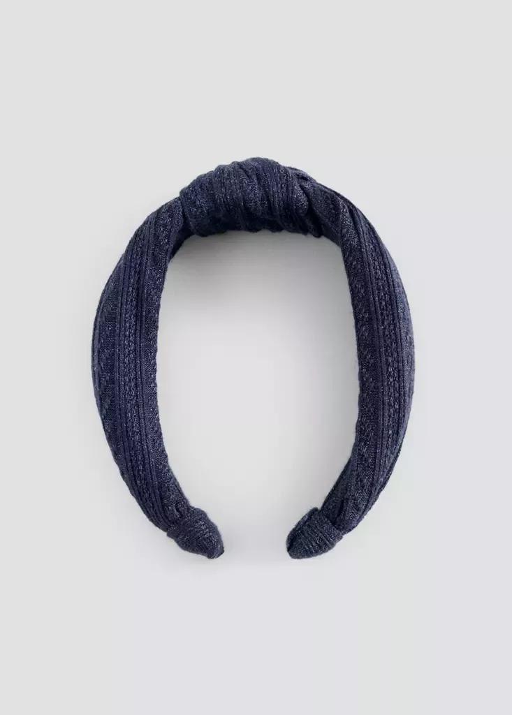 Navy Knotted Headband, Kids Girls, Navy, large image number 0