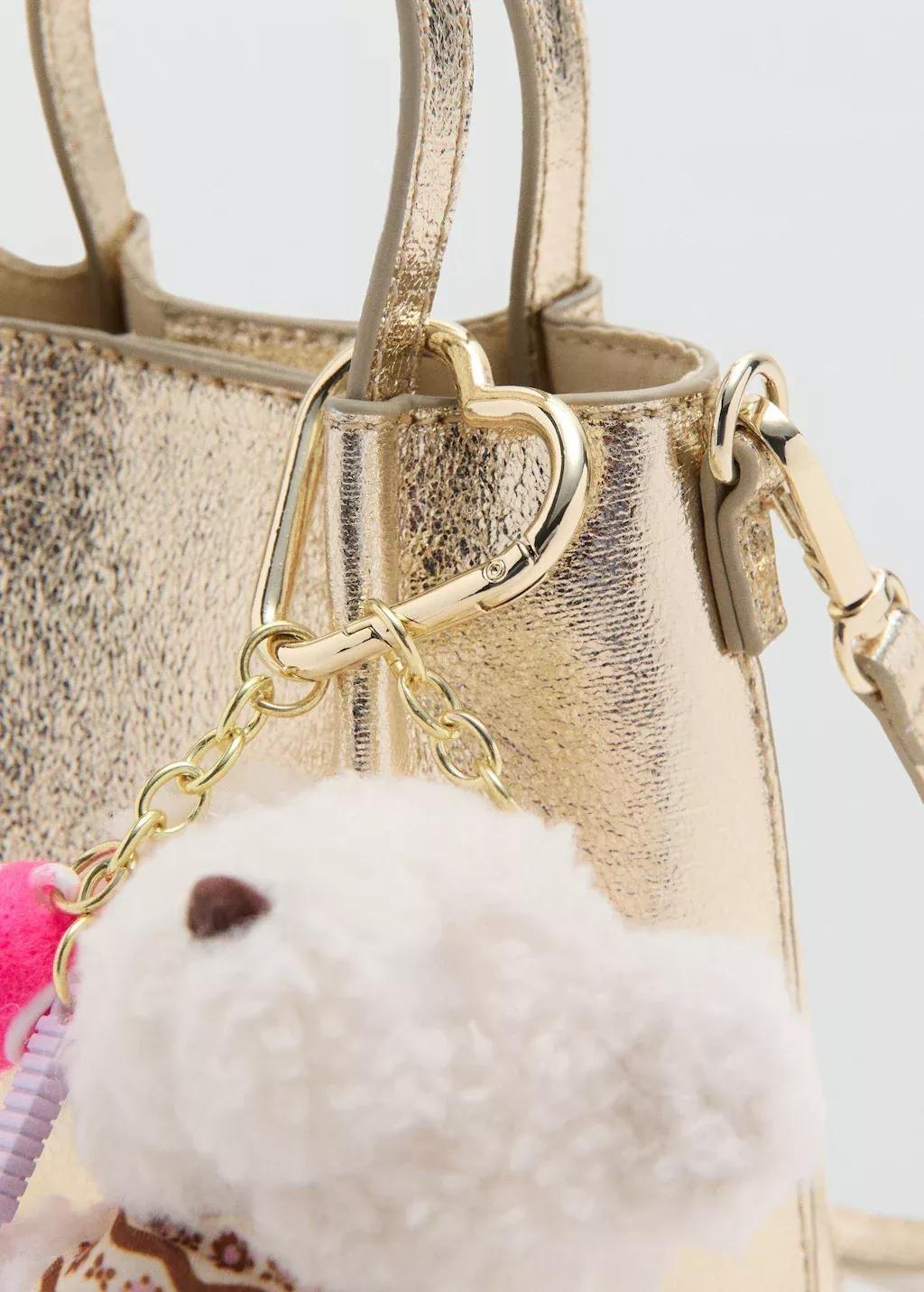 Gold Metallic Charm Bear Bag, Kids Girl, Gold, large image number 1