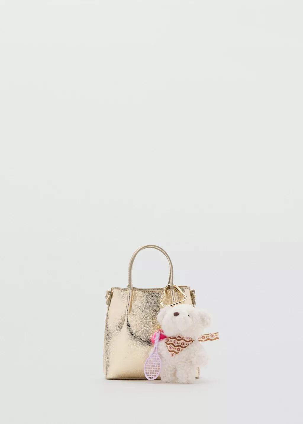 Gold Metallic Charm Bear Bag, Kids Girl, Gold, large image number 3