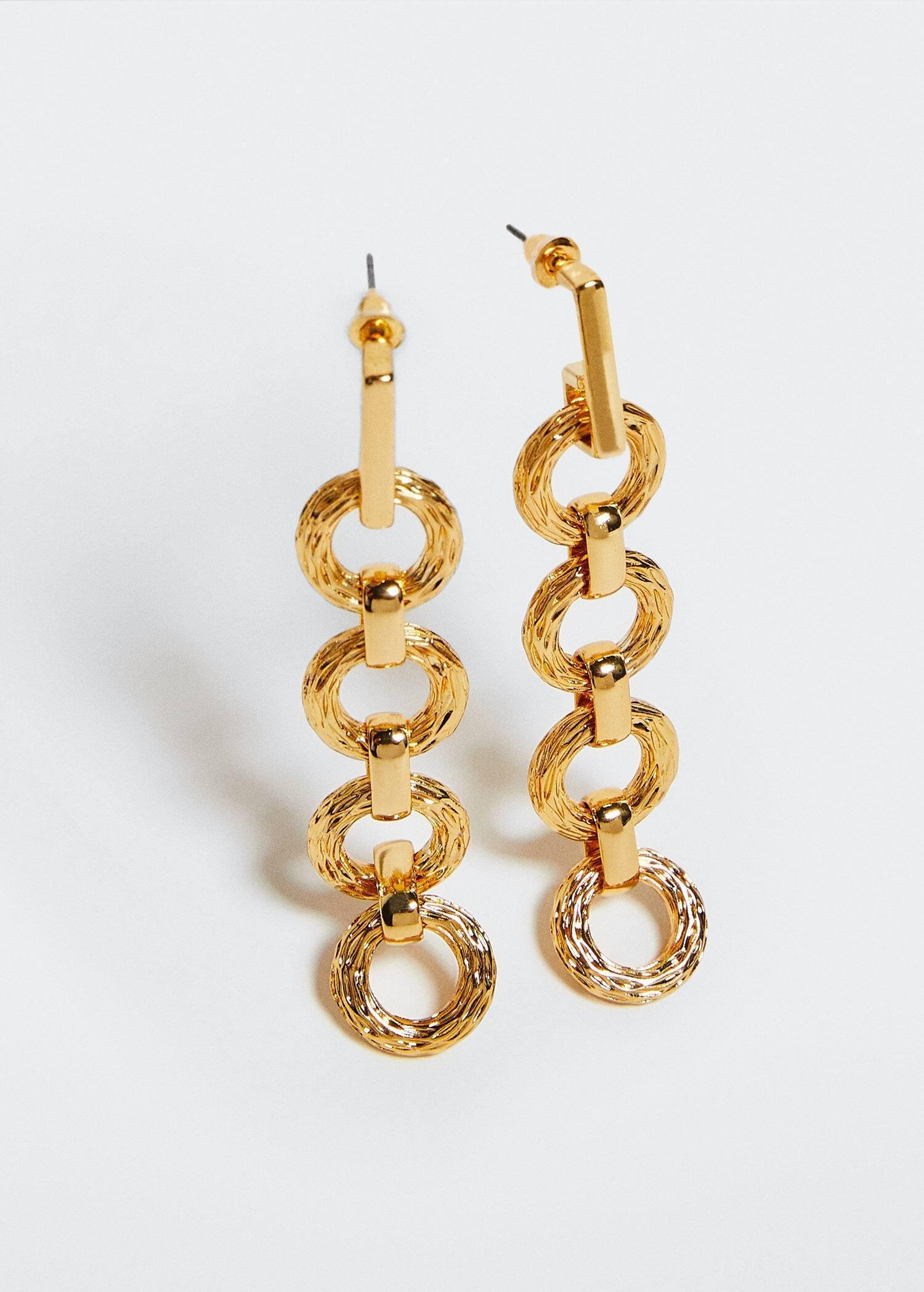 Gold Chain Pendant Earrings, , large image number 2