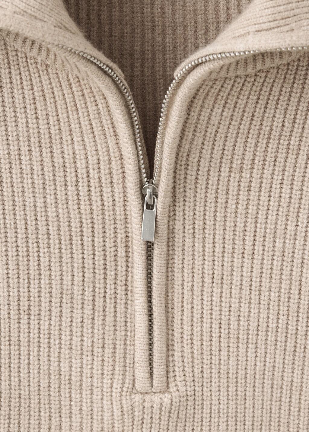 Brown Ribbed Zip-Up Jumper, Medium Brown, large image number 1
