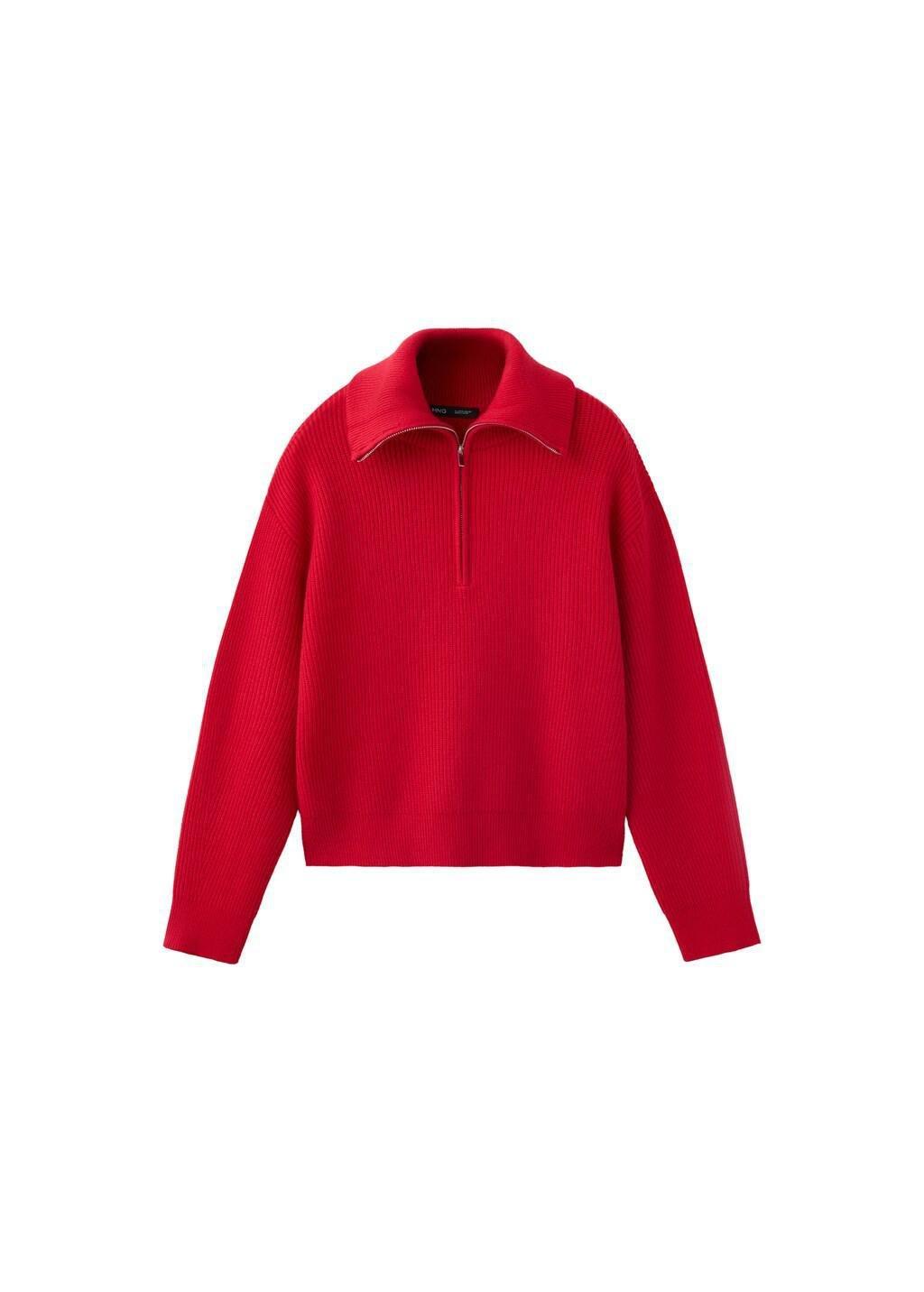 Red Ribbed Zip-Up Jumper, Red, large image number 5