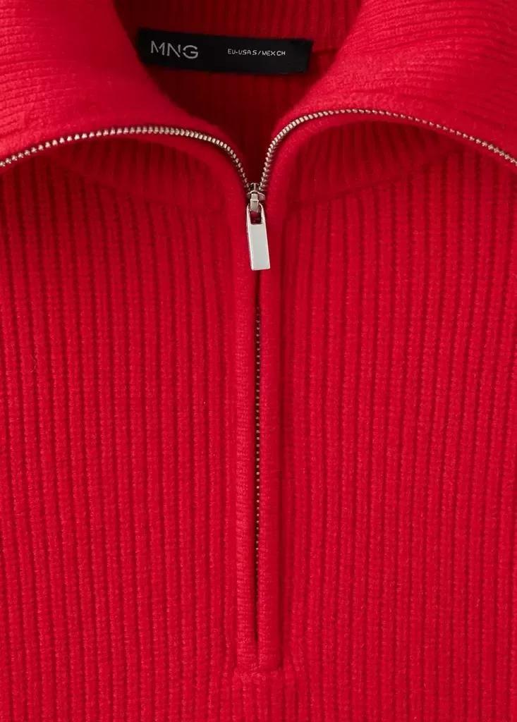 Red Ribbed Zip-Up Jumper, Red, large image number 8
