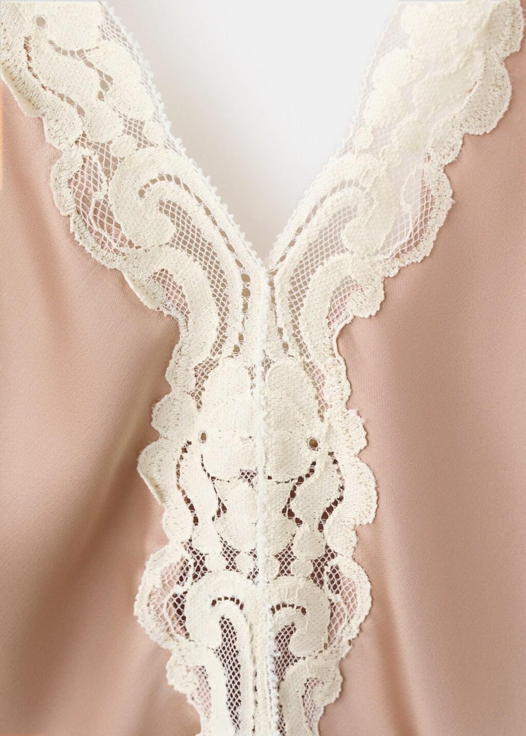 Pink Satin Lace Top, Light-Pastel Pink, large image number 2