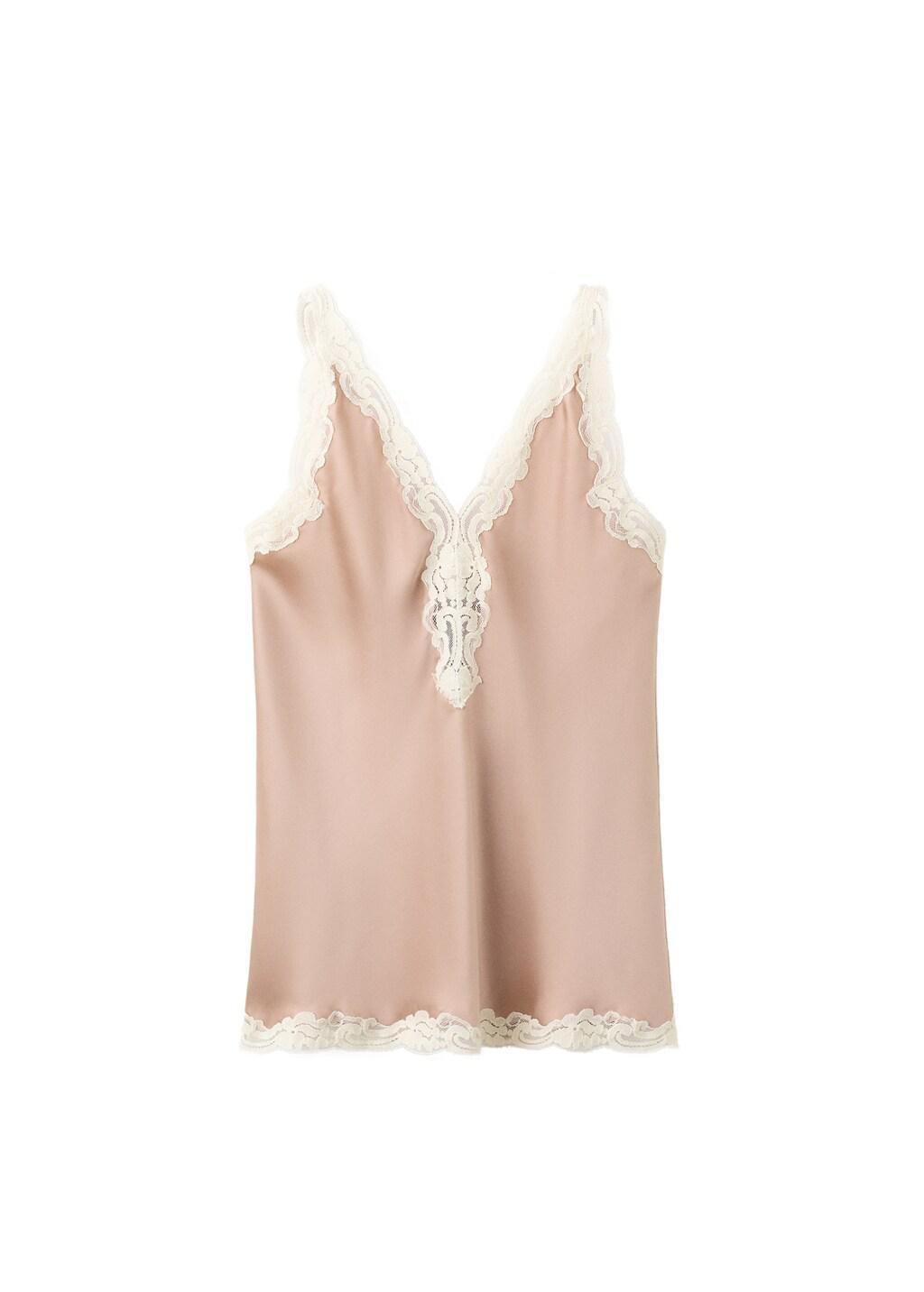 Pink Satin Lace Top, Light-Pastel Pink, large image number 3