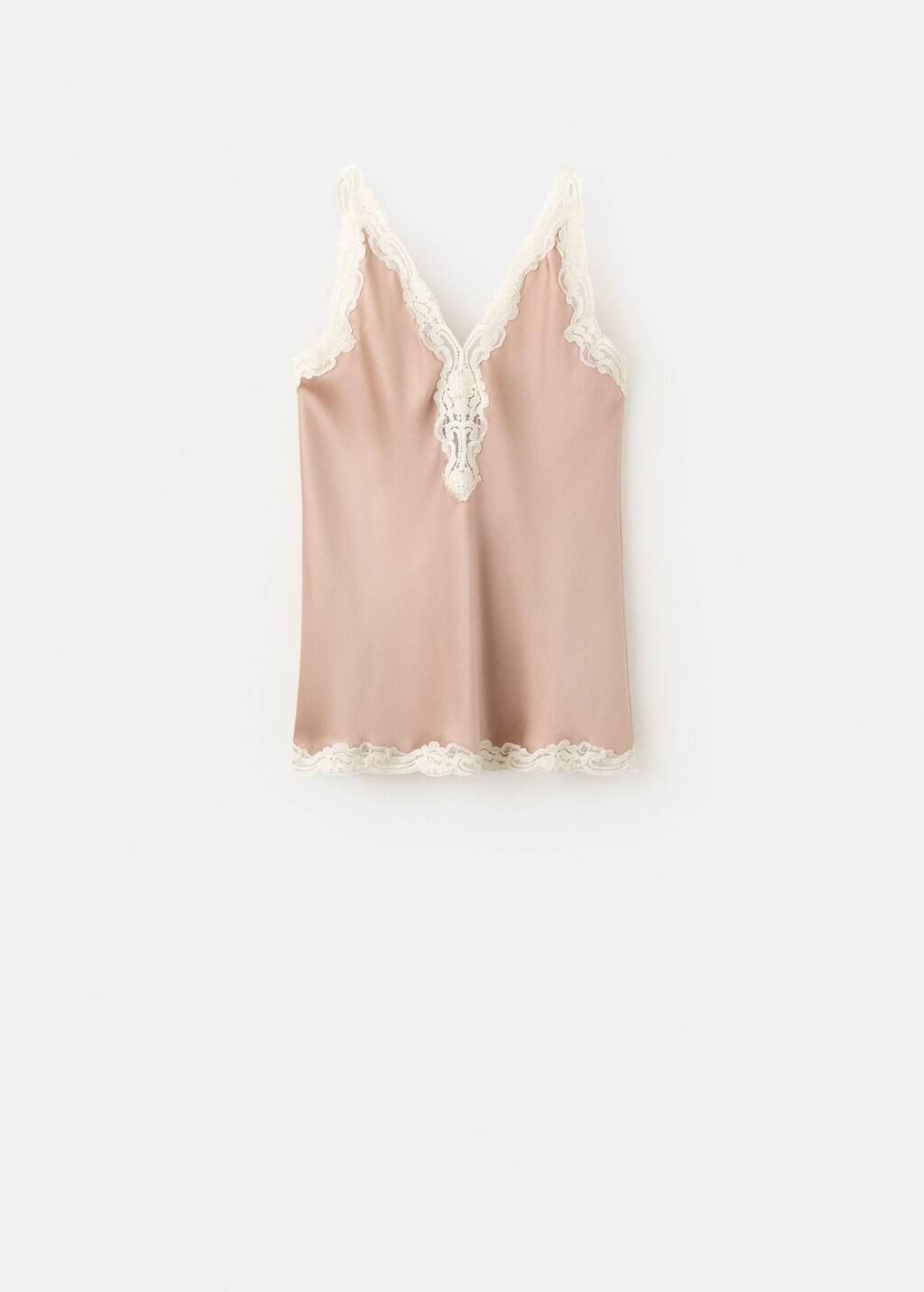 Pink Satin Lace Top, Light-Pastel Pink, large image number 4