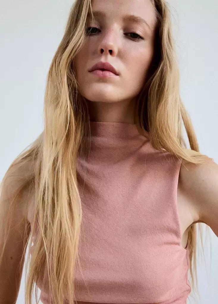Pink Fitted Fine-Knit Top, , large image number 3