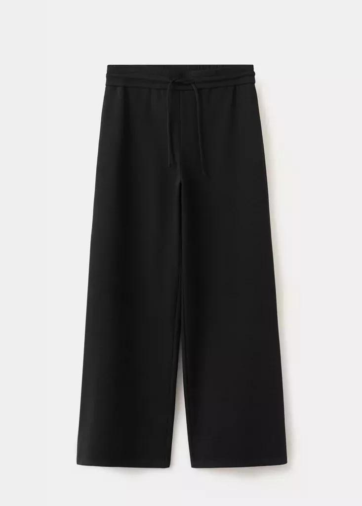 Black Fine-Knit Straight-Fit Trousers, Black, large image number 4