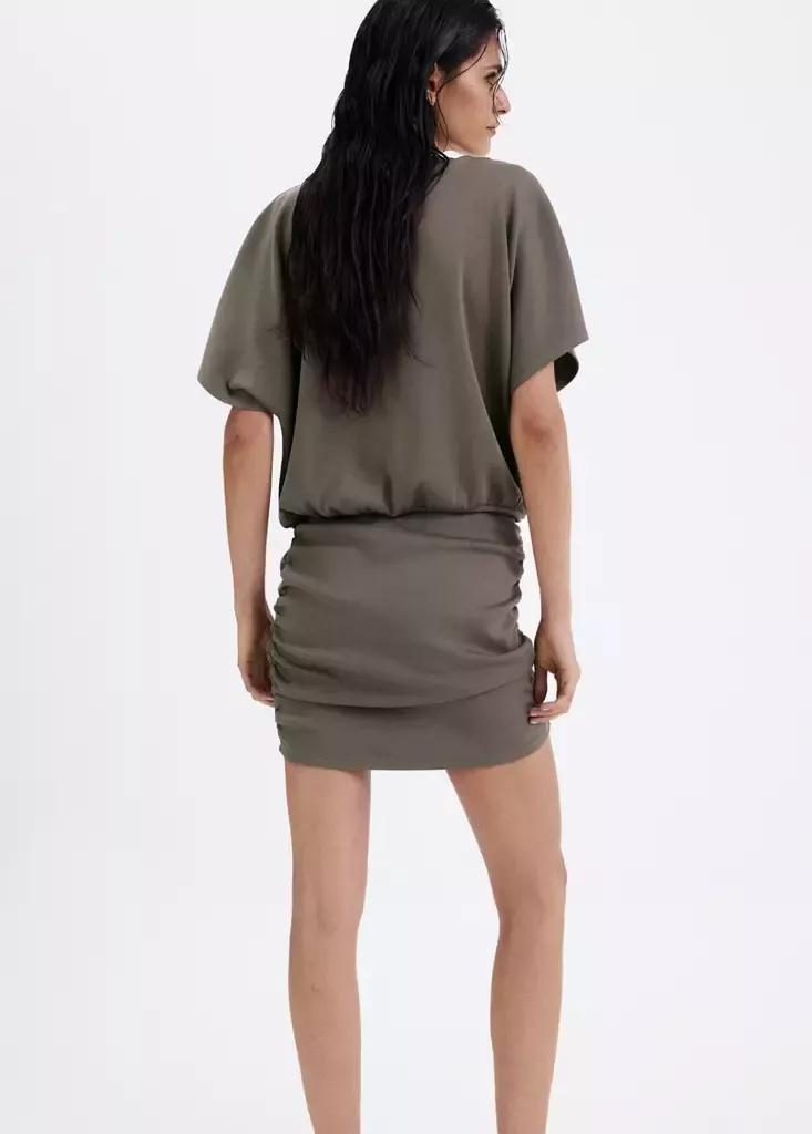 Brown Knitted Dress With Drape Detail, Brown, medium