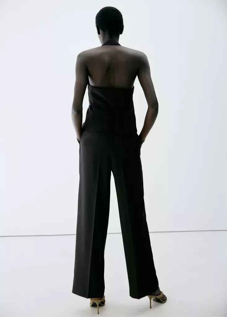 Black Straight-Fit Pleated Trousers, Black, large image number 2