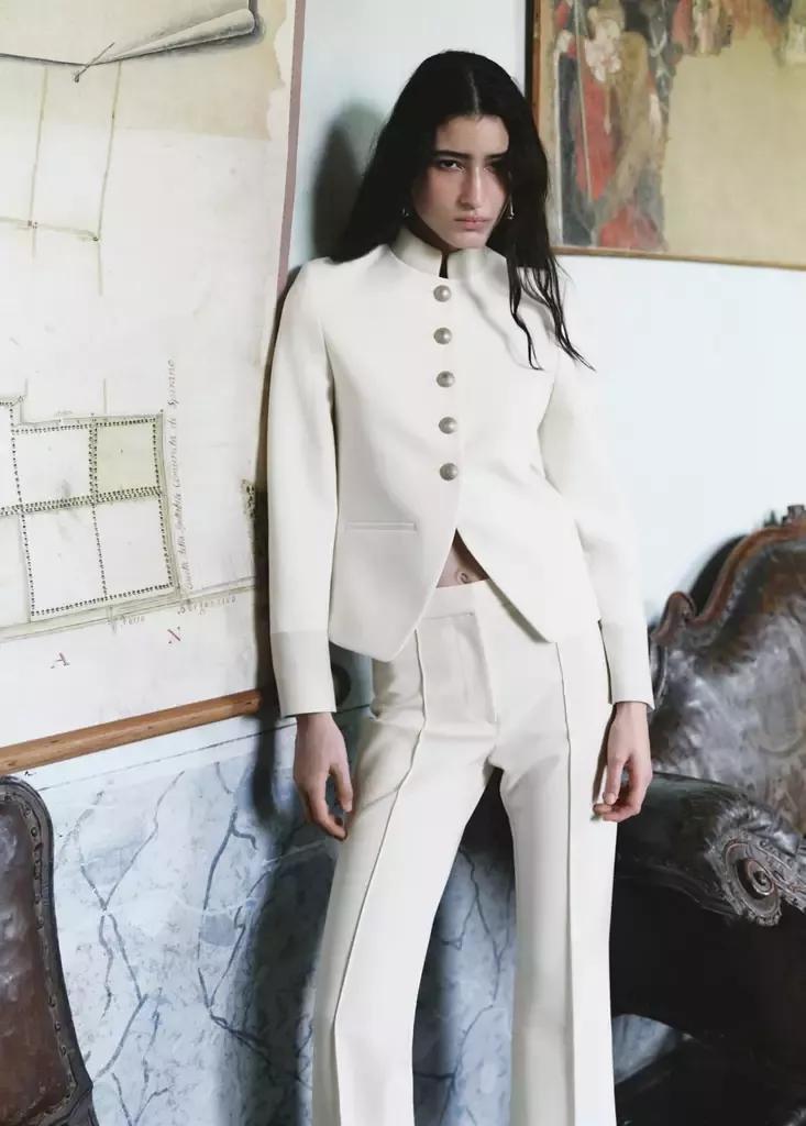Natural White Jacket With Jewel-Button Strip Collar, Natural White, large image number 2