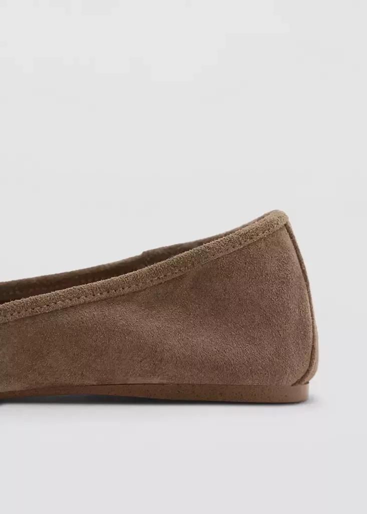 Brown Leather Ballet Flats With Bow, Light Pastel Brown, medium