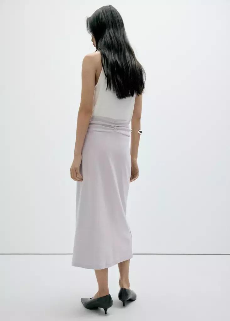Grey Midi Skirt With Knot Detail, , medium