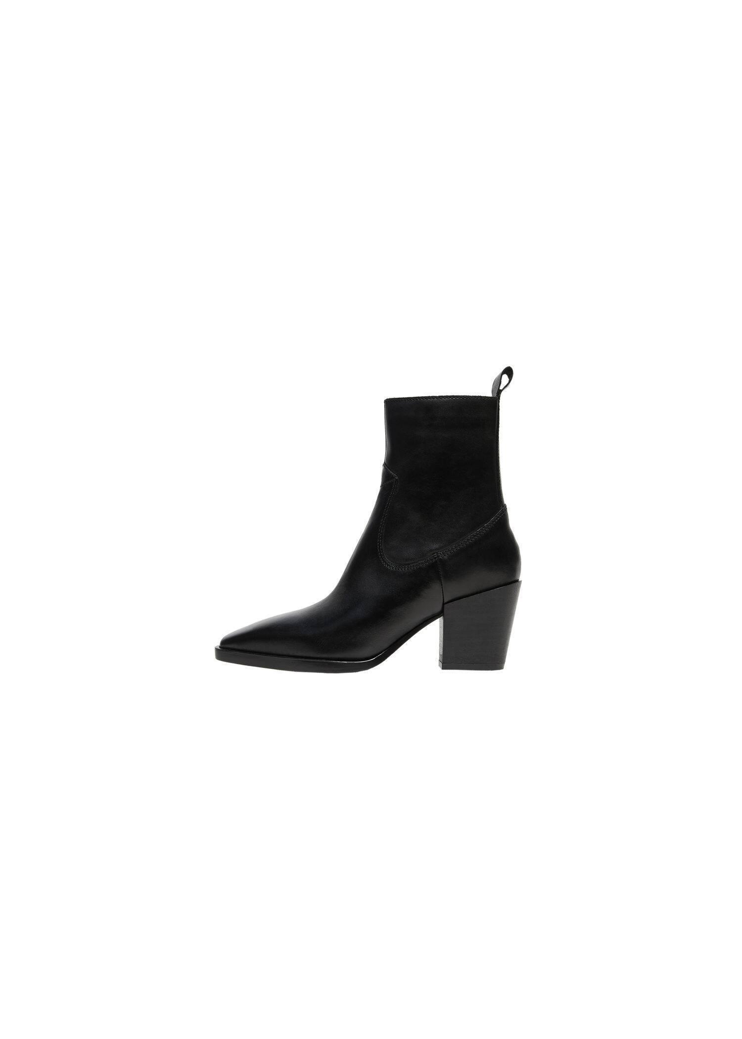 Black Heel Leather Ankle Boot, , large image number 0