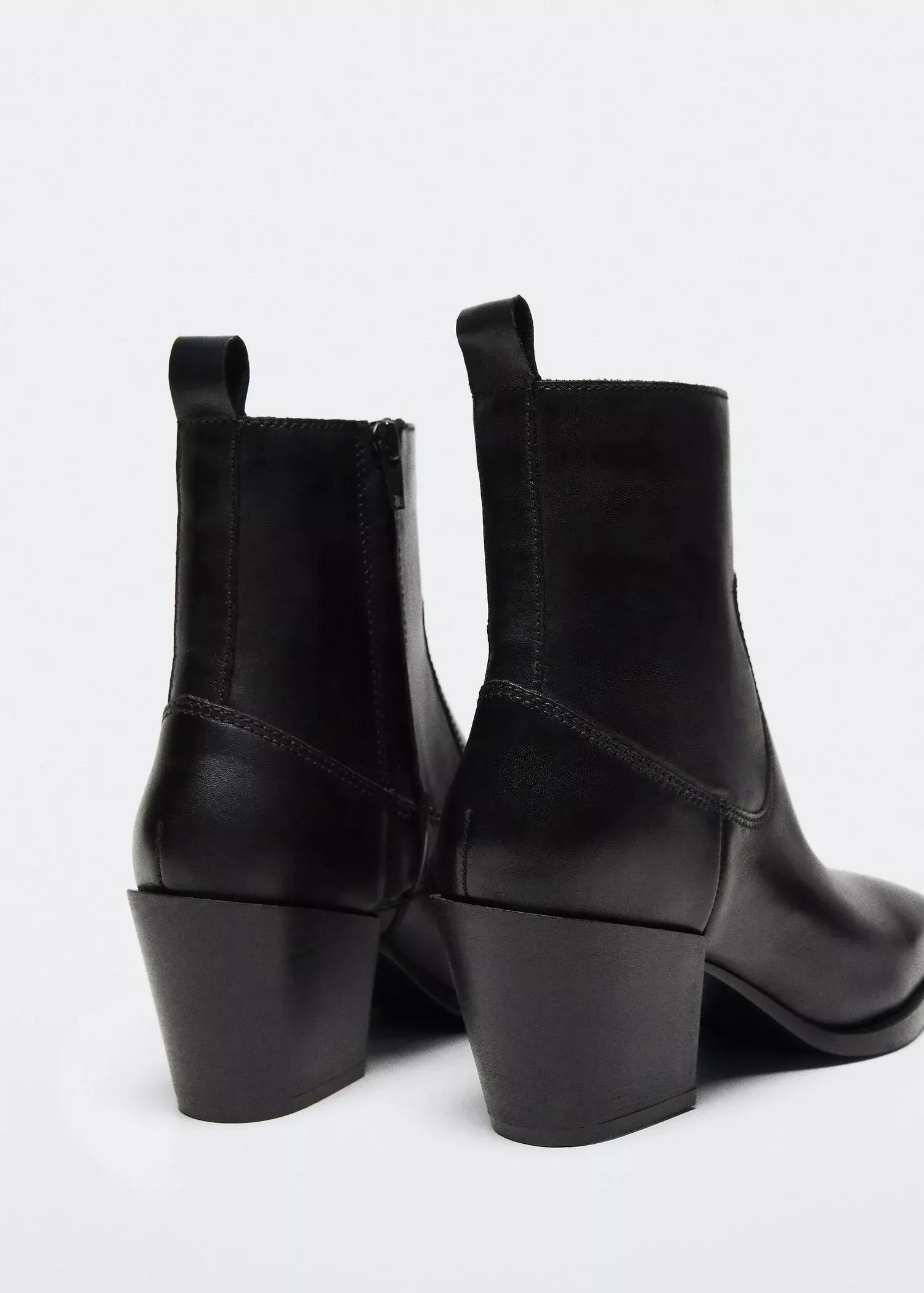 Black Heel Leather Ankle Boot, , large image number 2