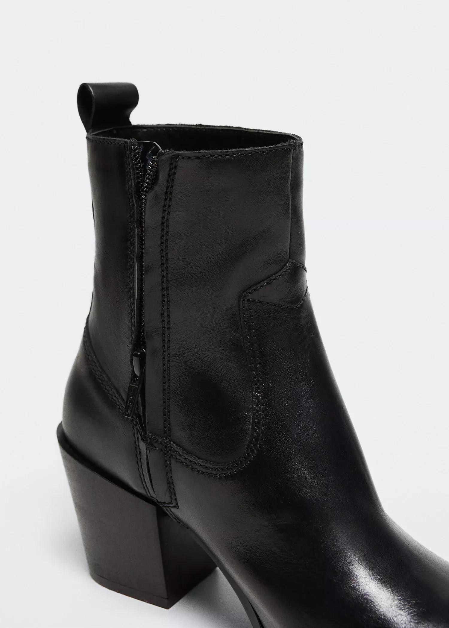 Black Heel Leather Ankle Boot, , large image number 4