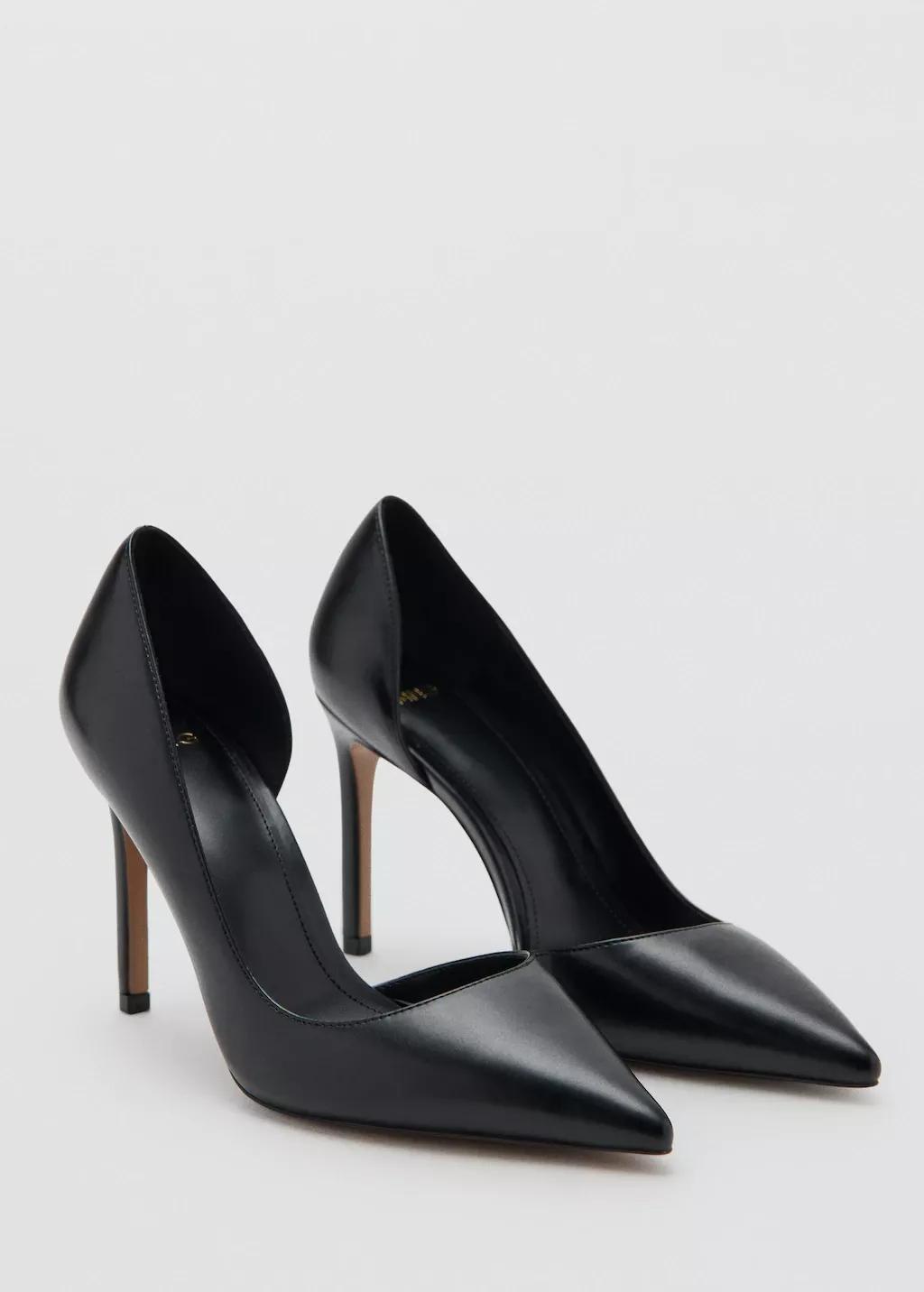 Black Asymmetrical Heeled Shoes, Black, medium
