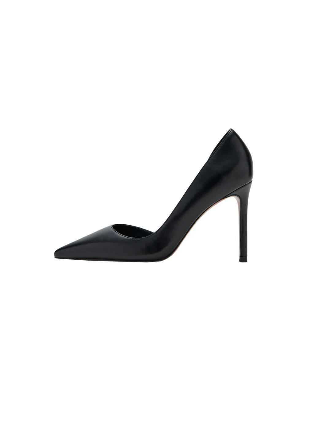 Black Asymmetrical Heeled Shoes, Black, medium