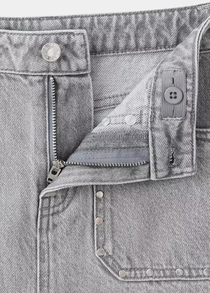 Grey Studded Denim Skirt, Kids Girls, Open Grey, medium