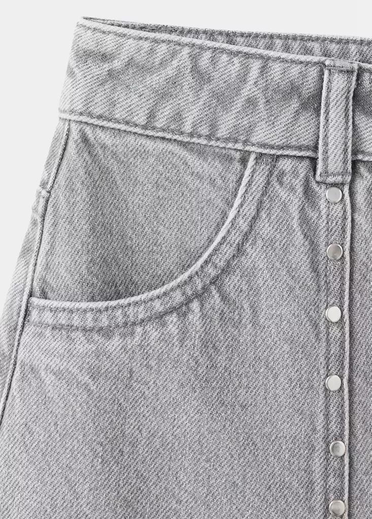 Grey Studded Denim Skirt, Kids Girls, Open Grey, large image number 3
