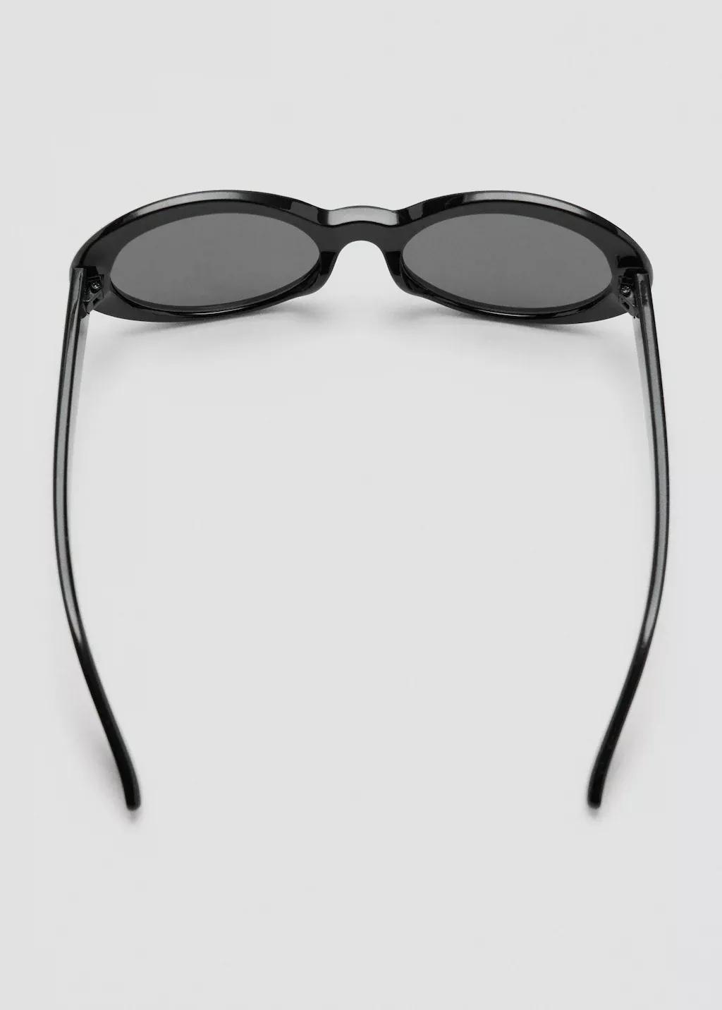 Black Oval-Frame Sunglasses, Black, large image number 1