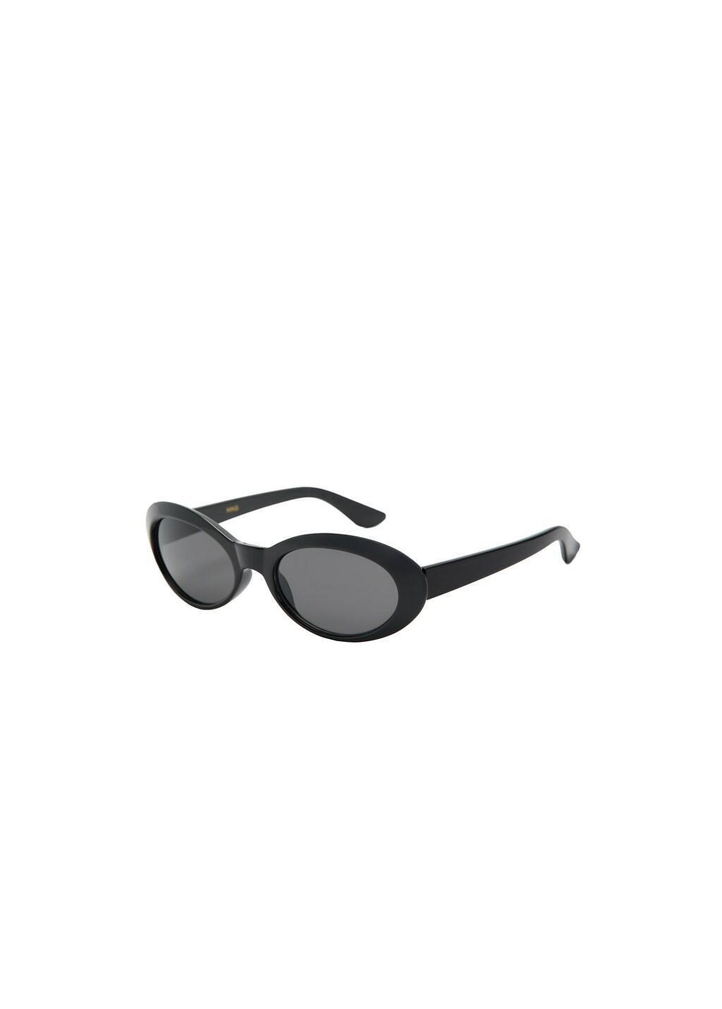 Black Oval-Frame Sunglasses, Black, large image number 2